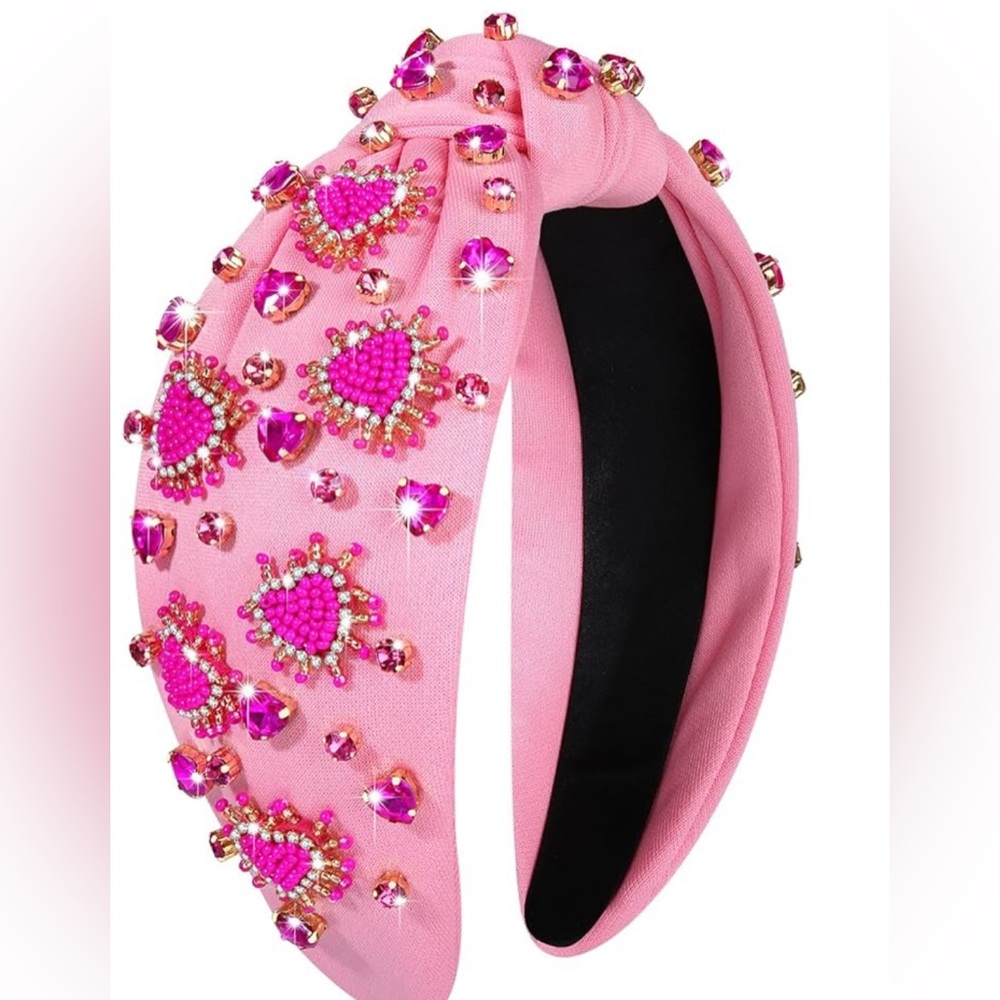 NWT Valentine’s Day Headband Love Heart Headband Jeweled Crystal Rhinestone